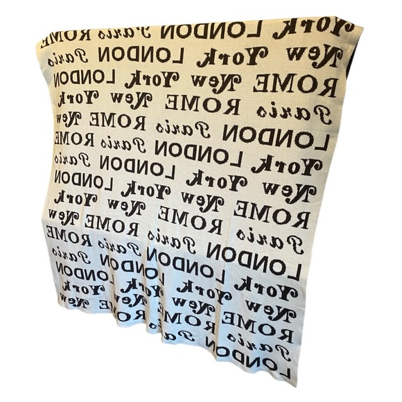 BARNES & NOBLE Chocolate & Cream International City Retro Font Cotton Blanket - Picture 4 of 11